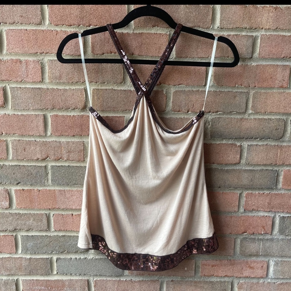 Pepper sequin detail halter tank top